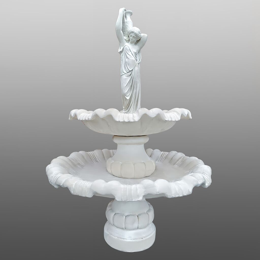  Steinguss Gartenbrunnen Mit 2 Kaskaden - Frau Mit Wasser Krug - Bettina
