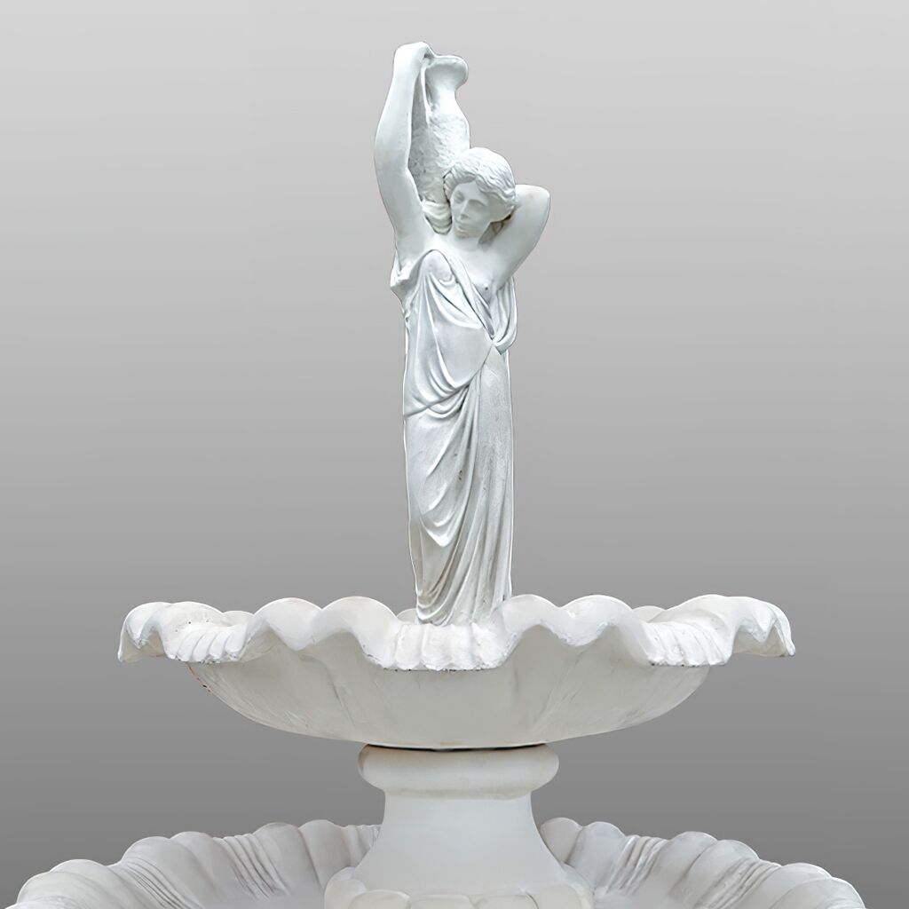  Steinguss Gartenbrunnen Mit 2 Kaskaden - Frau Mit Wasser Krug - Bettina