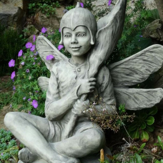  Steinguss Gartenfigur Elfe Mit Blume - Aronstab
