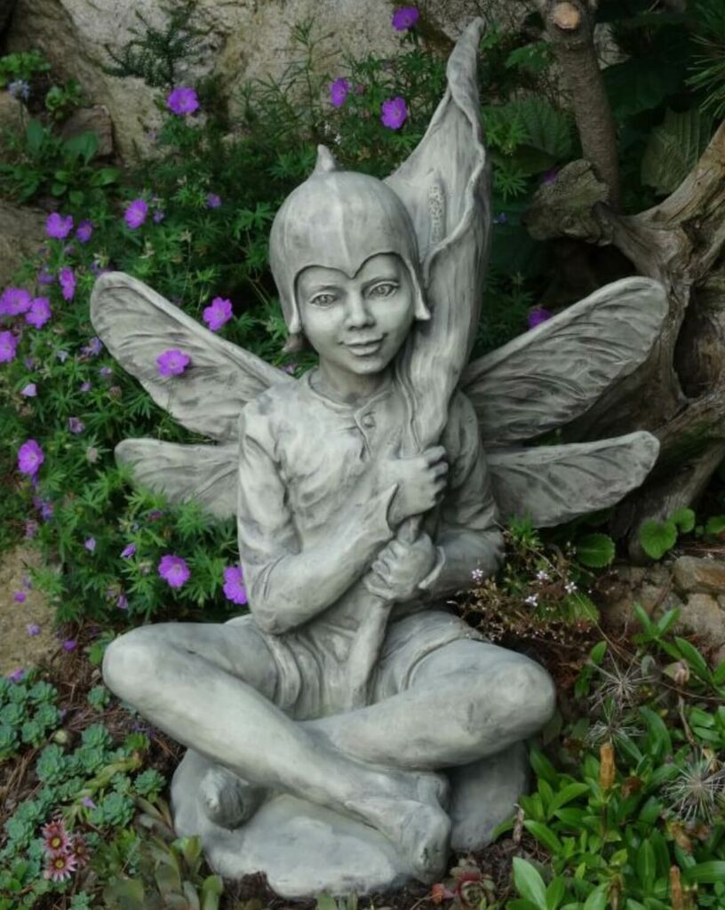  Steinguss Gartenfigur Elfe Mit Blume - Aronstab