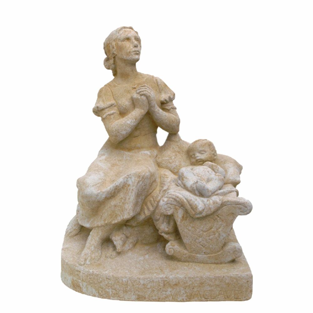  Steinguss Gartenskulptur - Heilige Maria Mit Jesus In Der Krippe - Maria Seimi