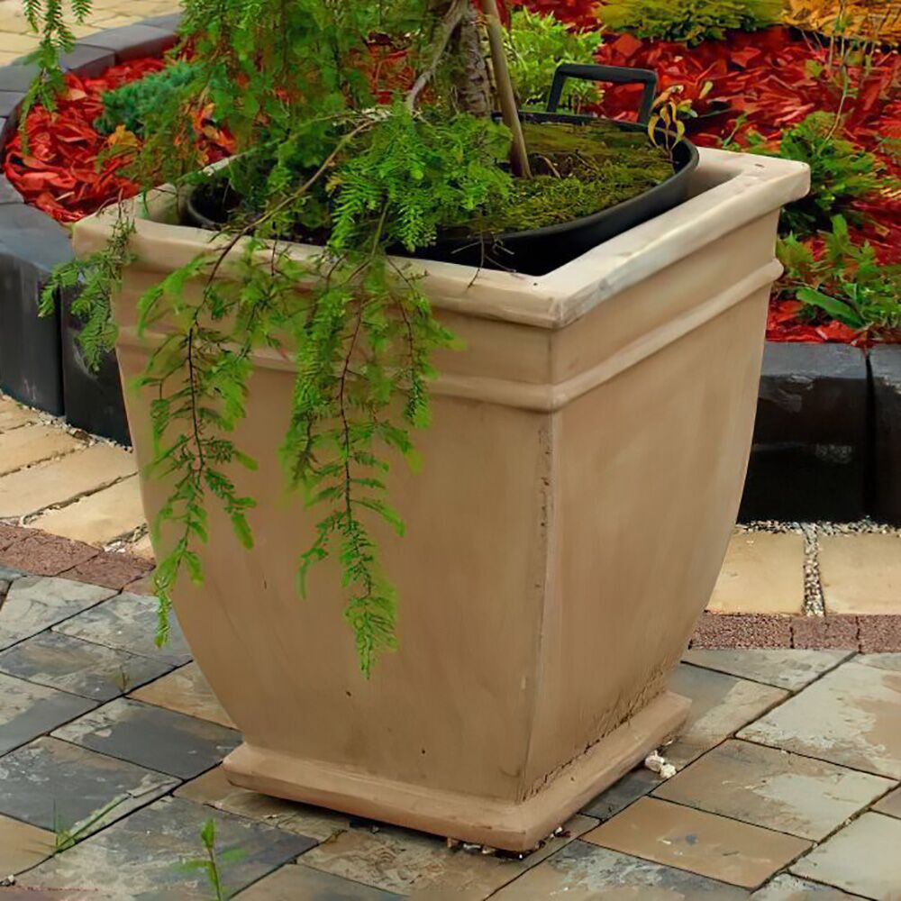  Steinguss Pflanztopf Für Den Garten - Eckig & Schlicht - Luludi