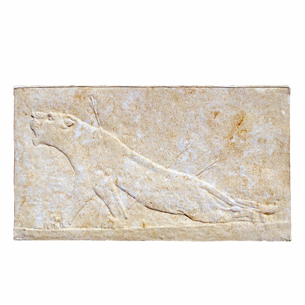 Steinguss Relief Für Die Wand Mit Verletztem Panther - Mazi