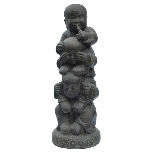  Steinguss Skulptur Mit 3 Mönchen "Nichts Sagen, Nichts Hören, Nichts Sehen" - Jalar
