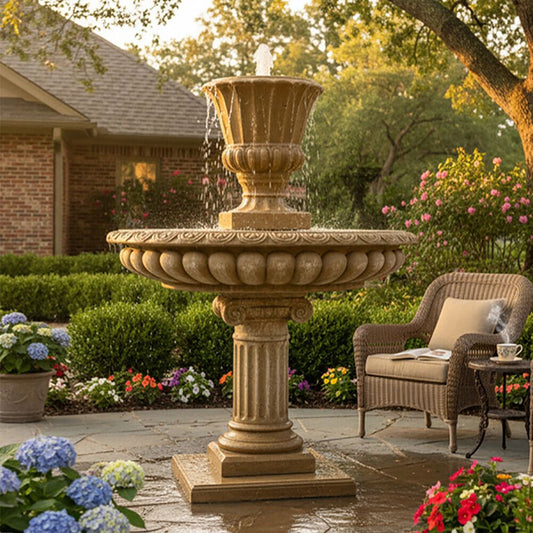  Steinguss Springbrunnen Mit Pumpe Für Den Garten - Antikes Design - Eugenio