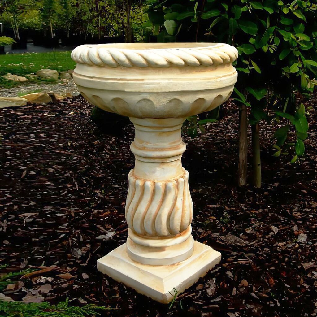  Steinguss Vogeltränke Auf Säule Für Den Garten - Donis