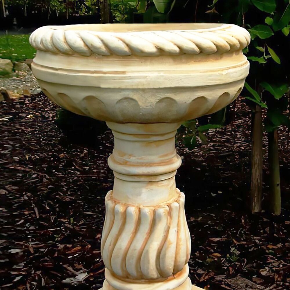  Steinguss Vogeltränke Auf Säule Für Den Garten - Donis
