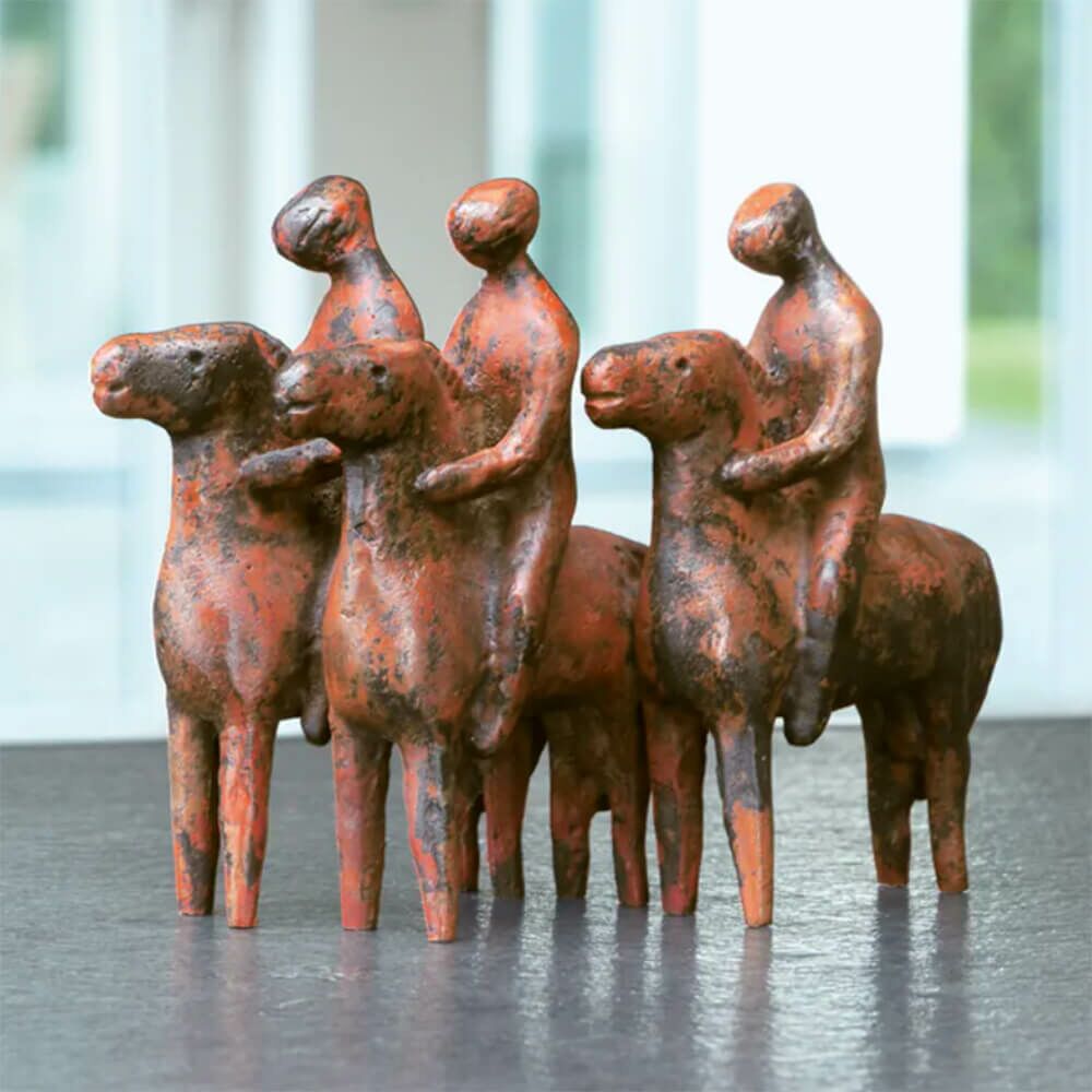  Stilistische Reiter - Rostoptik - Limiterte Bronzefigur - Reitergruppe
