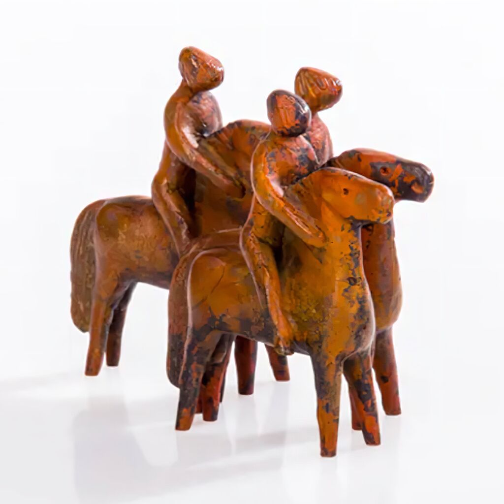  Stilistische Reiter - Rostoptik - Limiterte Bronzefigur - Reitergruppe