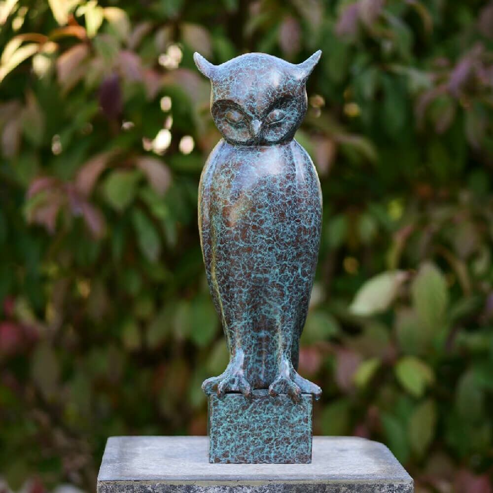  Stilvolle Bronze Eulen Vogelfigur - Türkis - Eule Mino