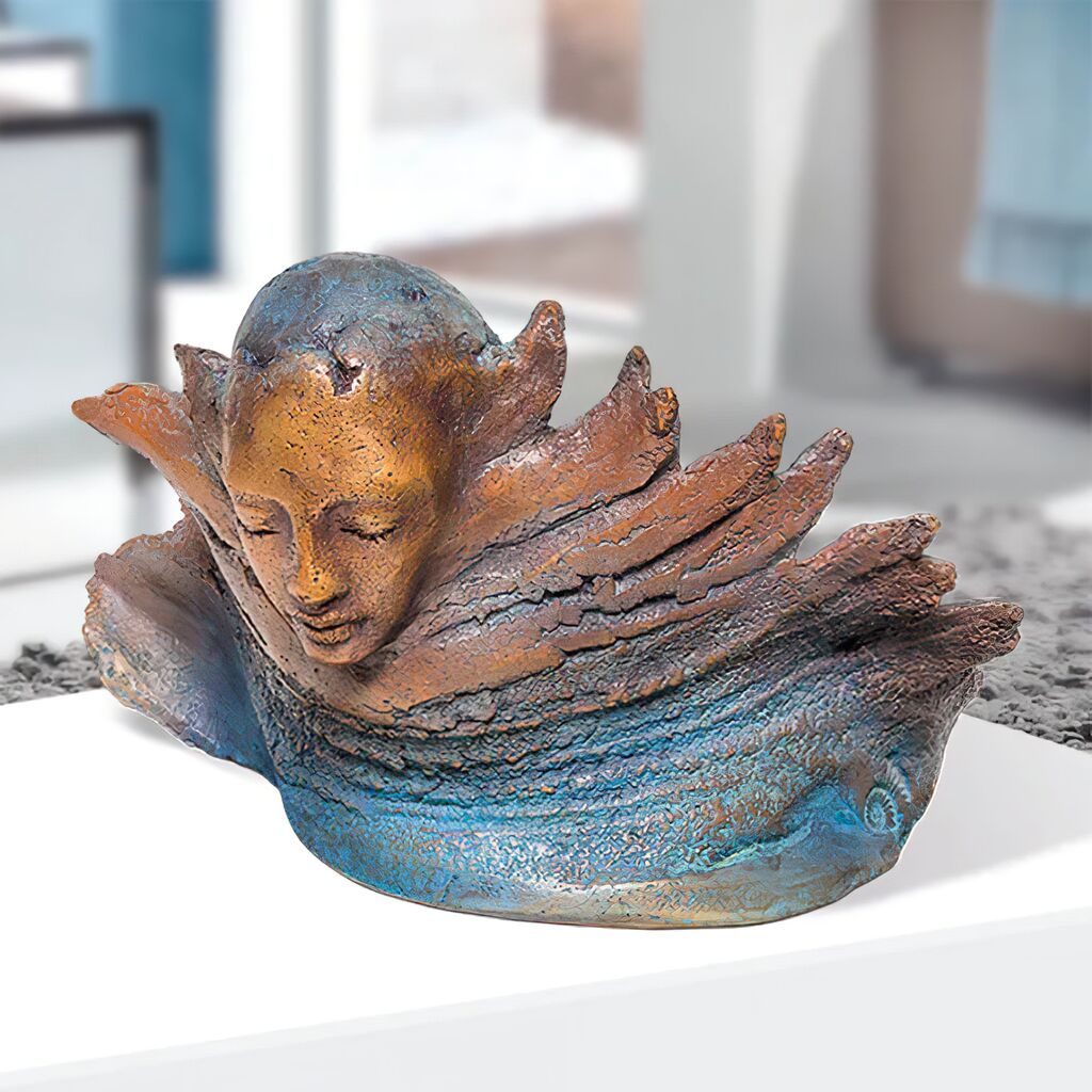  Stilvolle Bronzeskulptur Sonnenaufgang Mehrfarbig - Tag Und Nacht