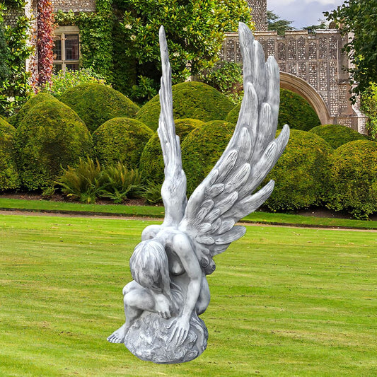  Stilvolle Engel Gartenfigur Aus Stein - Sitzend - Ambriel