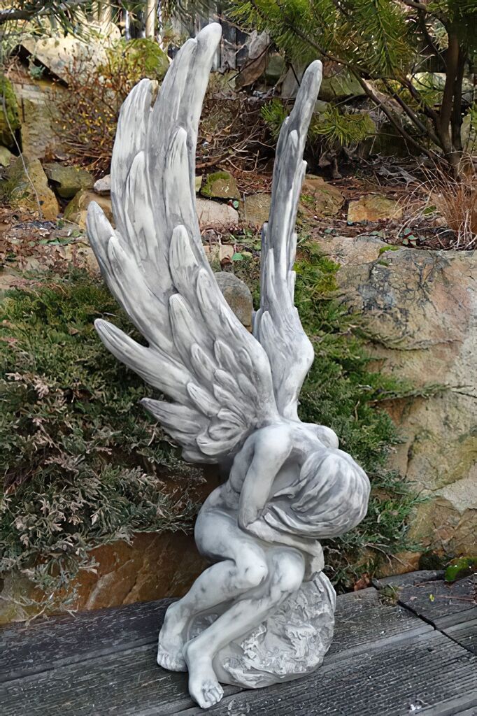  Stilvolle Engel Gartenfigur Aus Stein - Sitzend - Ambriel