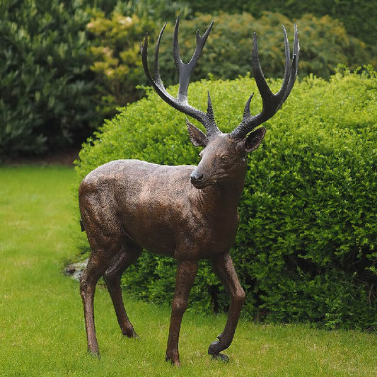  Stilvolle Hirsch Gartenfigur Aus Bronze - Braun - Hirsch Elfrey