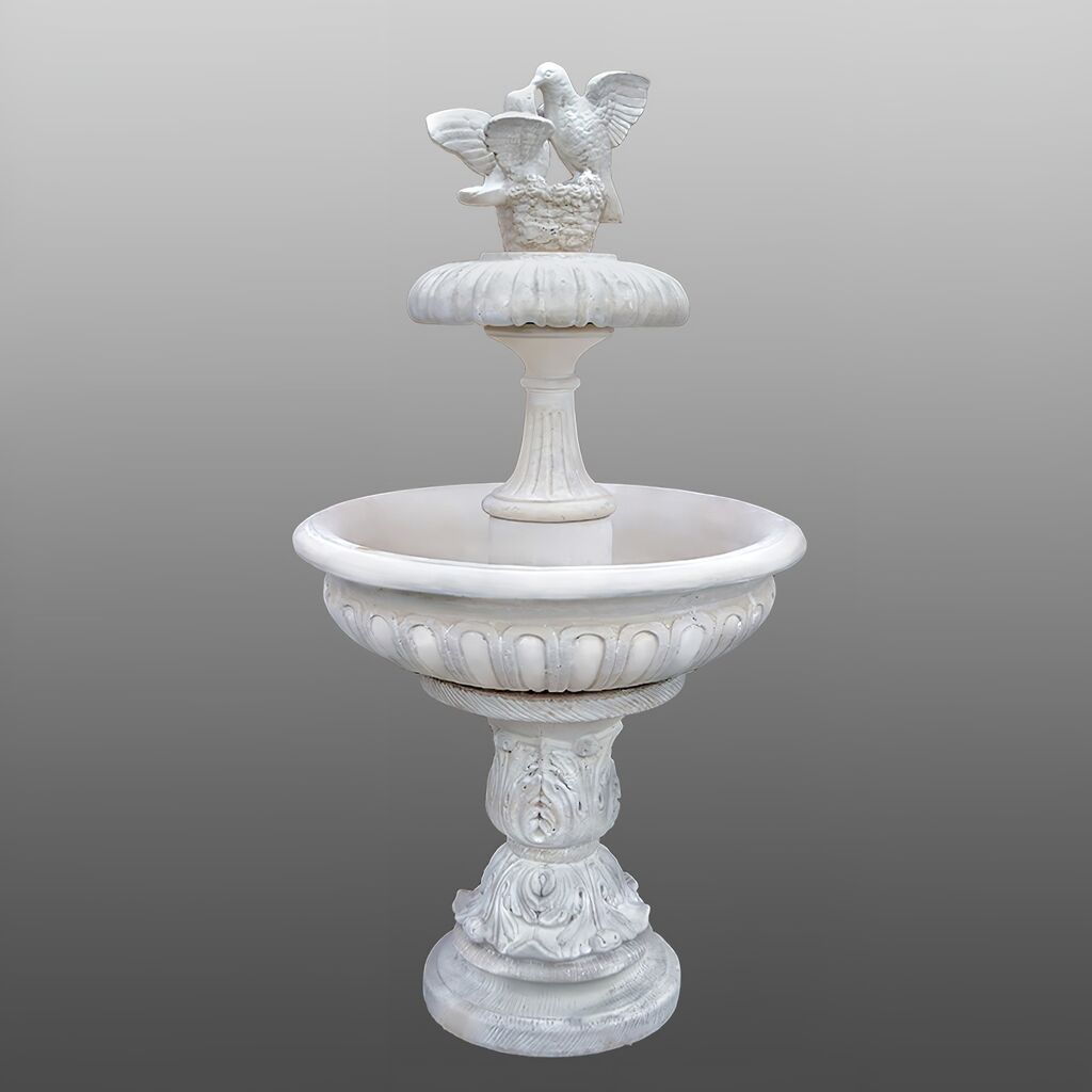  Stilvoller Garten Springbrunnen Aus Steinguss Mit Tauben Skulptur - Sophie