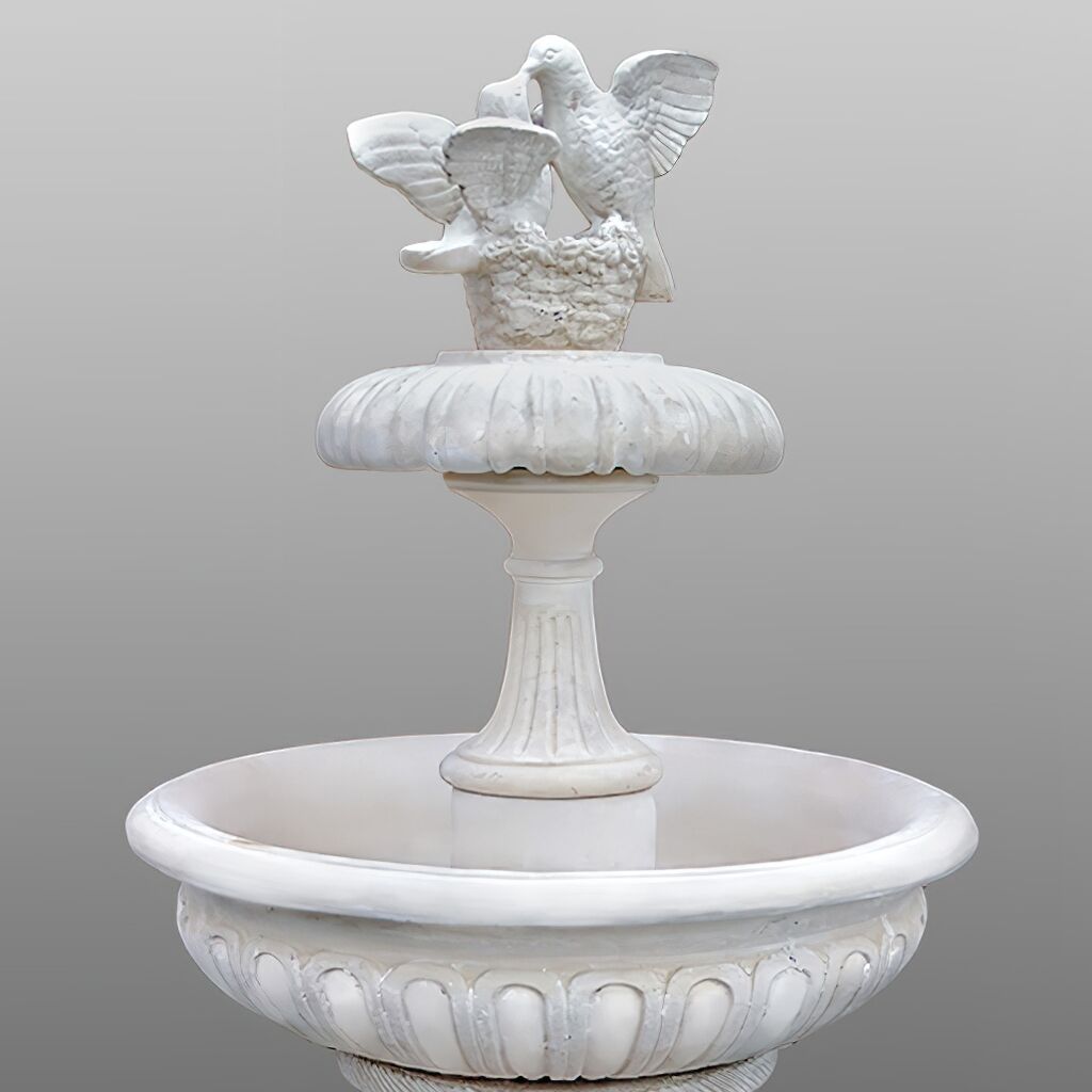  Stilvoller Garten Springbrunnen Aus Steinguss Mit Tauben Skulptur - Sophie