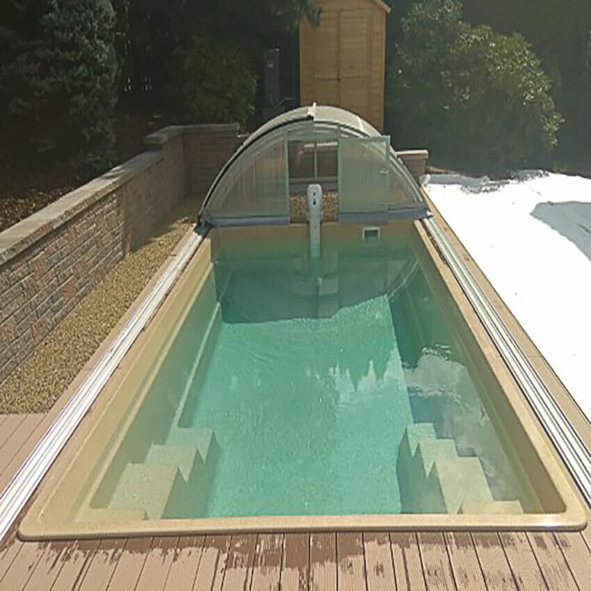  Swimming Pool Für Den Garten - 320x600cm - Mit 2 Treppen - Komplettset - Glas-Verbundbecken - Ahunui Türkis