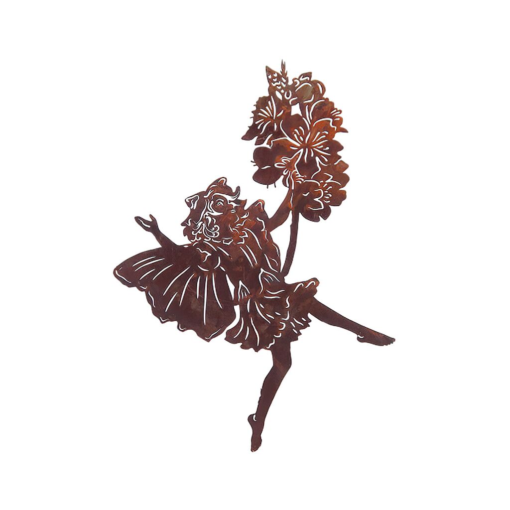 Tanzende Fee Mit Blüten - Eisenfigur Rostoptik - Fee Mandelblüte