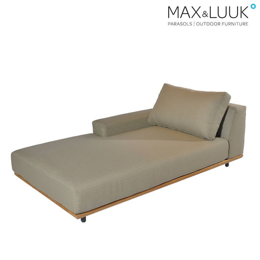  Teakholz Chaiselongue Mit Armlehne Rechts Und Kissen Von Max & Luuk - Luke Chaiselongue