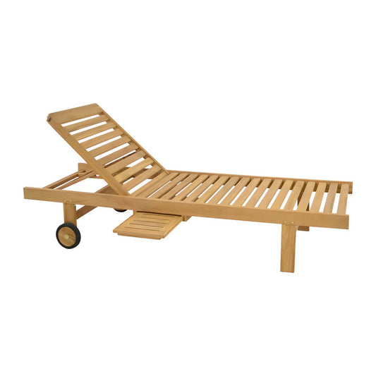  Teakholz Gartenliege Mit Rollen Und Ablage - 200cm - Gartenliege Alif