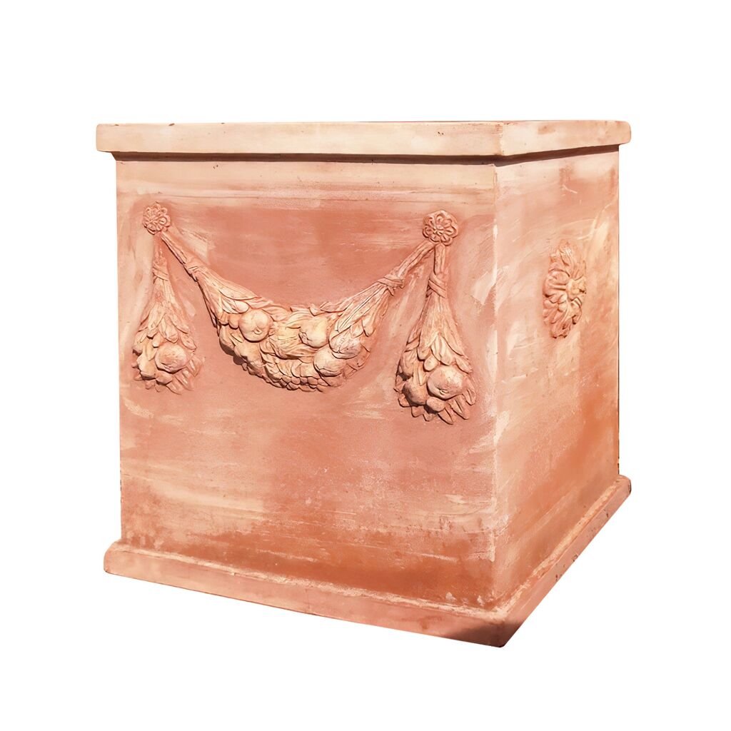  Terracotta Blumenkassette Mit Ornament - Tizian