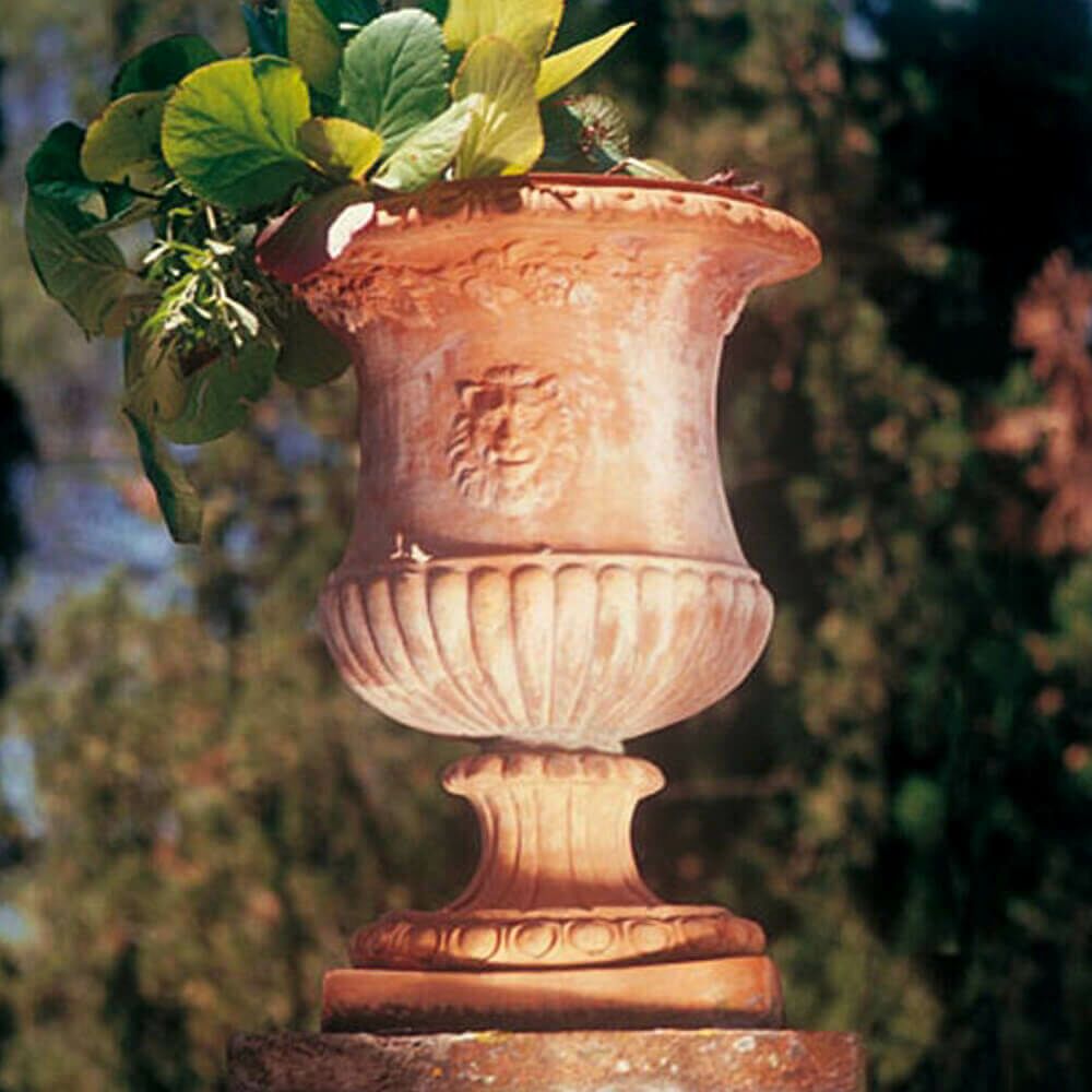  Terrakotta Gartenamphore Mit Löwenkopf - Taccola