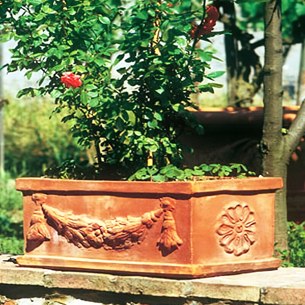  Terrakotta Pflanzkübel Mit Blumen Muster - Zoppo