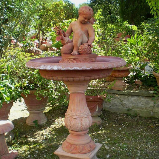  Terrakotta Springbrunnen Mit Kind Und Karaffe - Gedeone