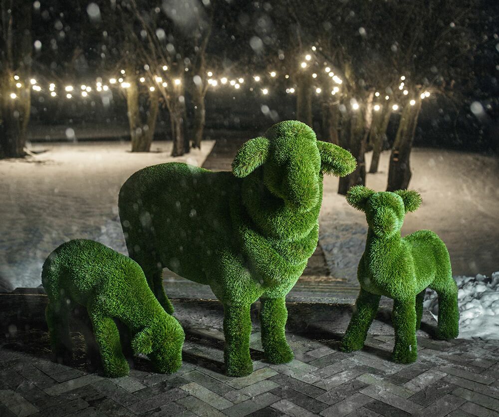  Topiary Gartenfigur Schaf - GFK & Kunstrasen - Sanora