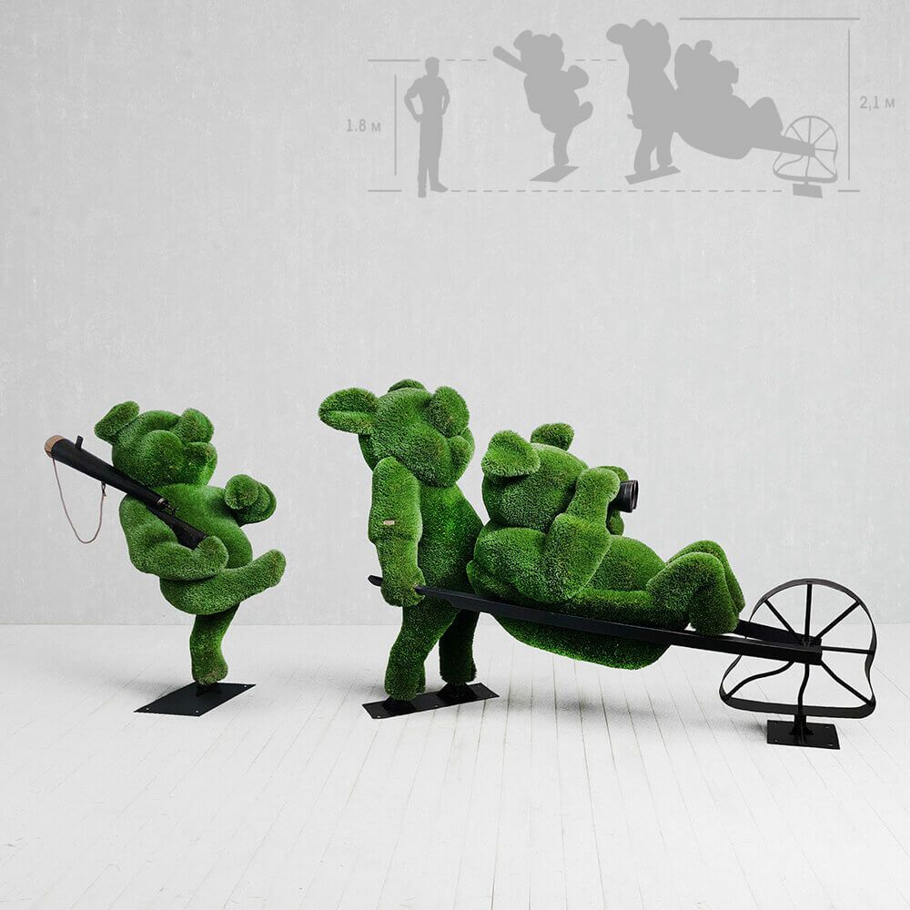  Topiary Gartenfigur Schweinchen Aus Metall, GFK & Kunstrasen - 3 Kleine Schweinchen