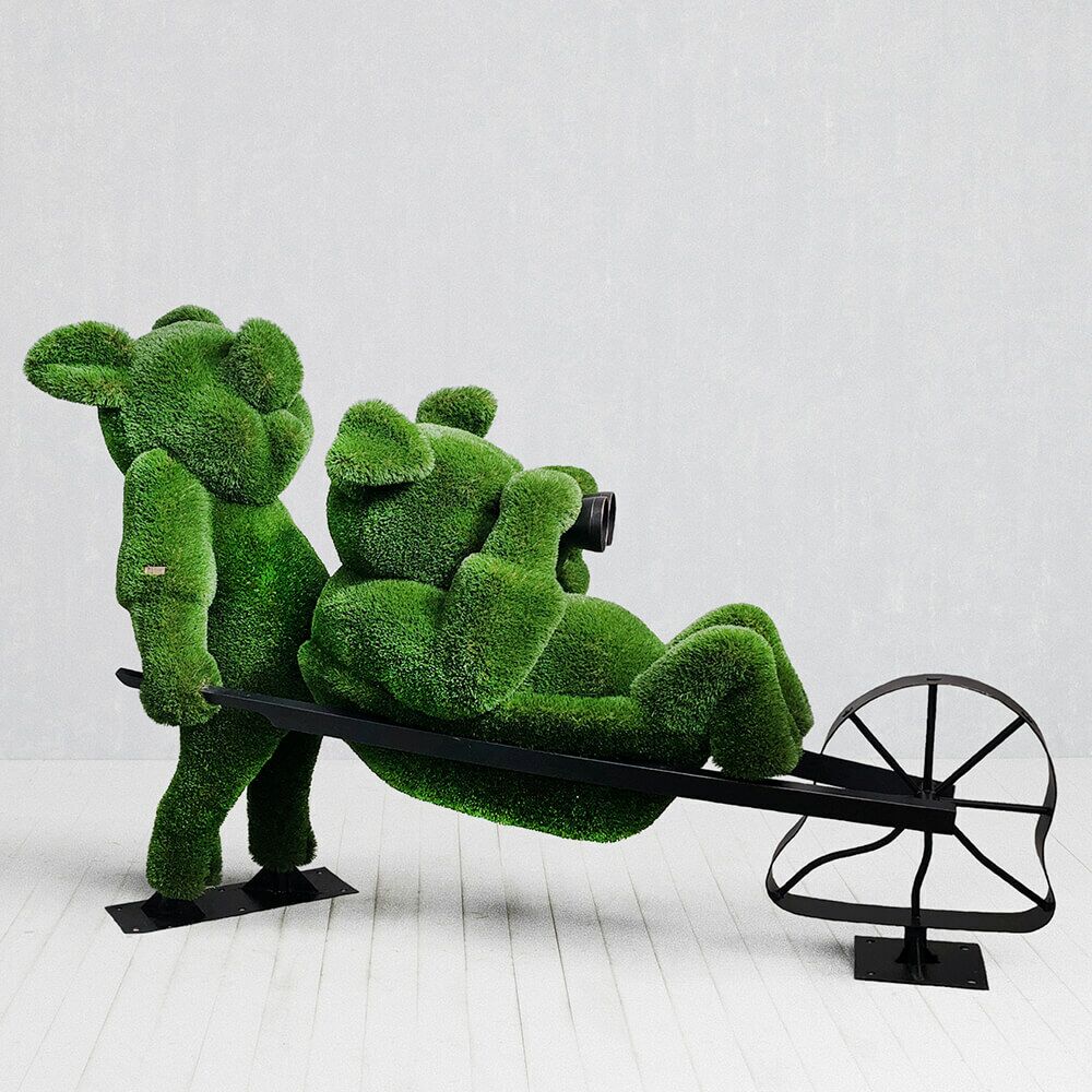  Topiary Gartenfigur Schweinchen Aus Metall, GFK & Kunstrasen - 3 Kleine Schweinchen