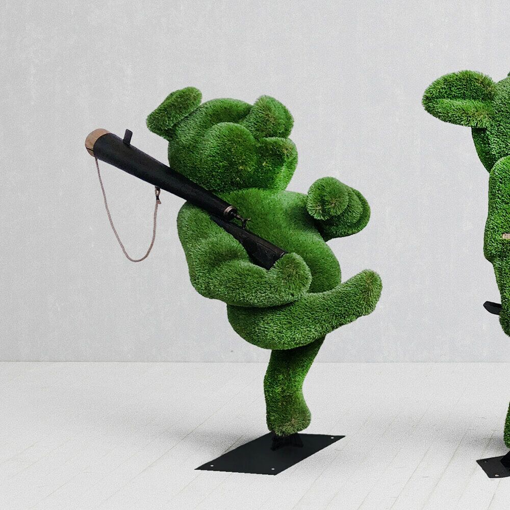  Topiary Gartenfigur Schweinchen Aus Metall, GFK & Kunstrasen - 3 Kleine Schweinchen
