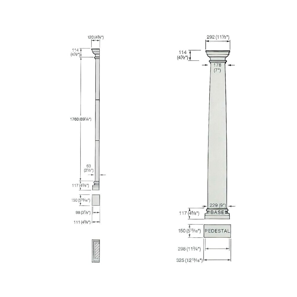  Toskanischer Stein Pilaster Halbrund Mit Kapitell - Hereswith