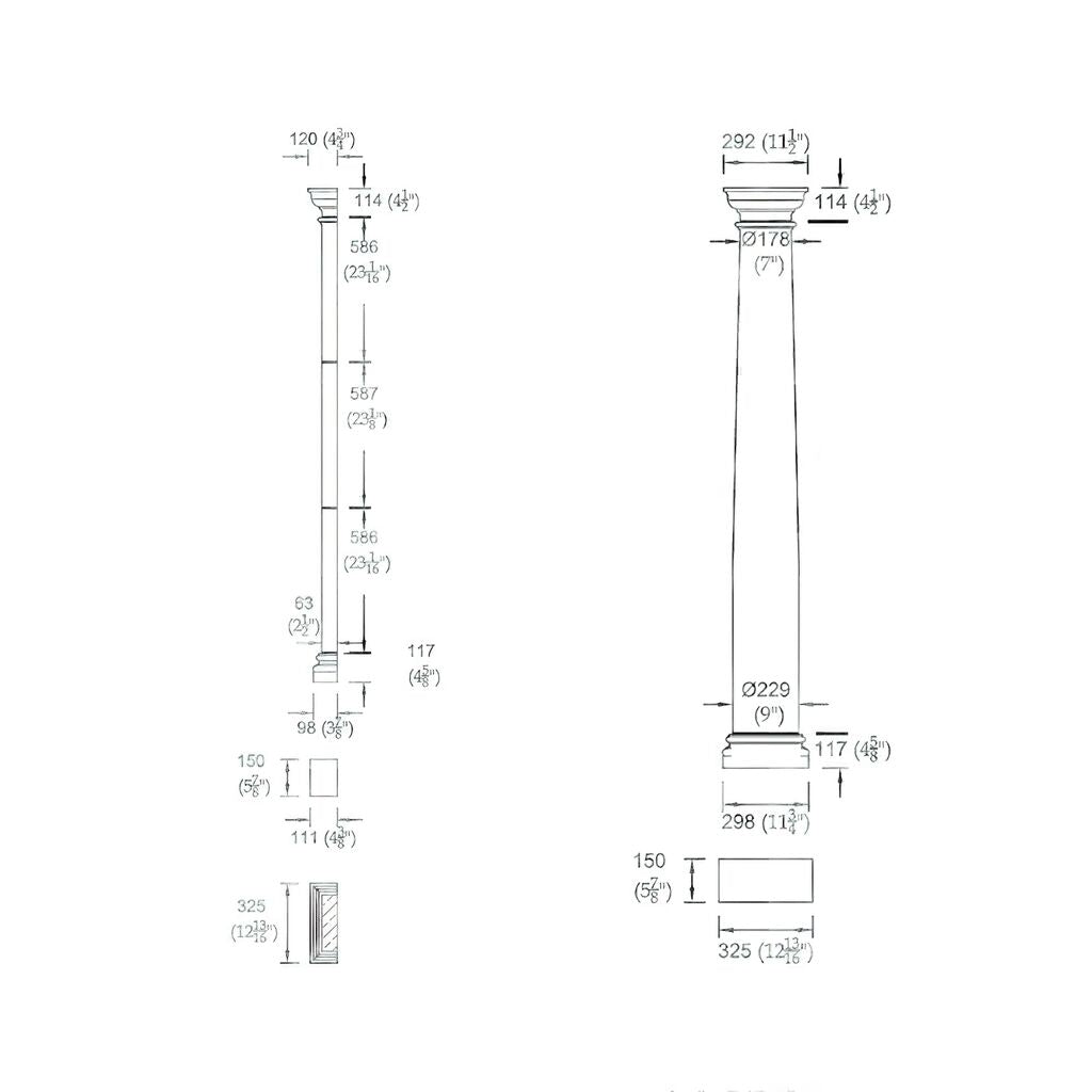  Toskanischer Stein Pilaster Halbrund Mit Kapitell - Hereswith