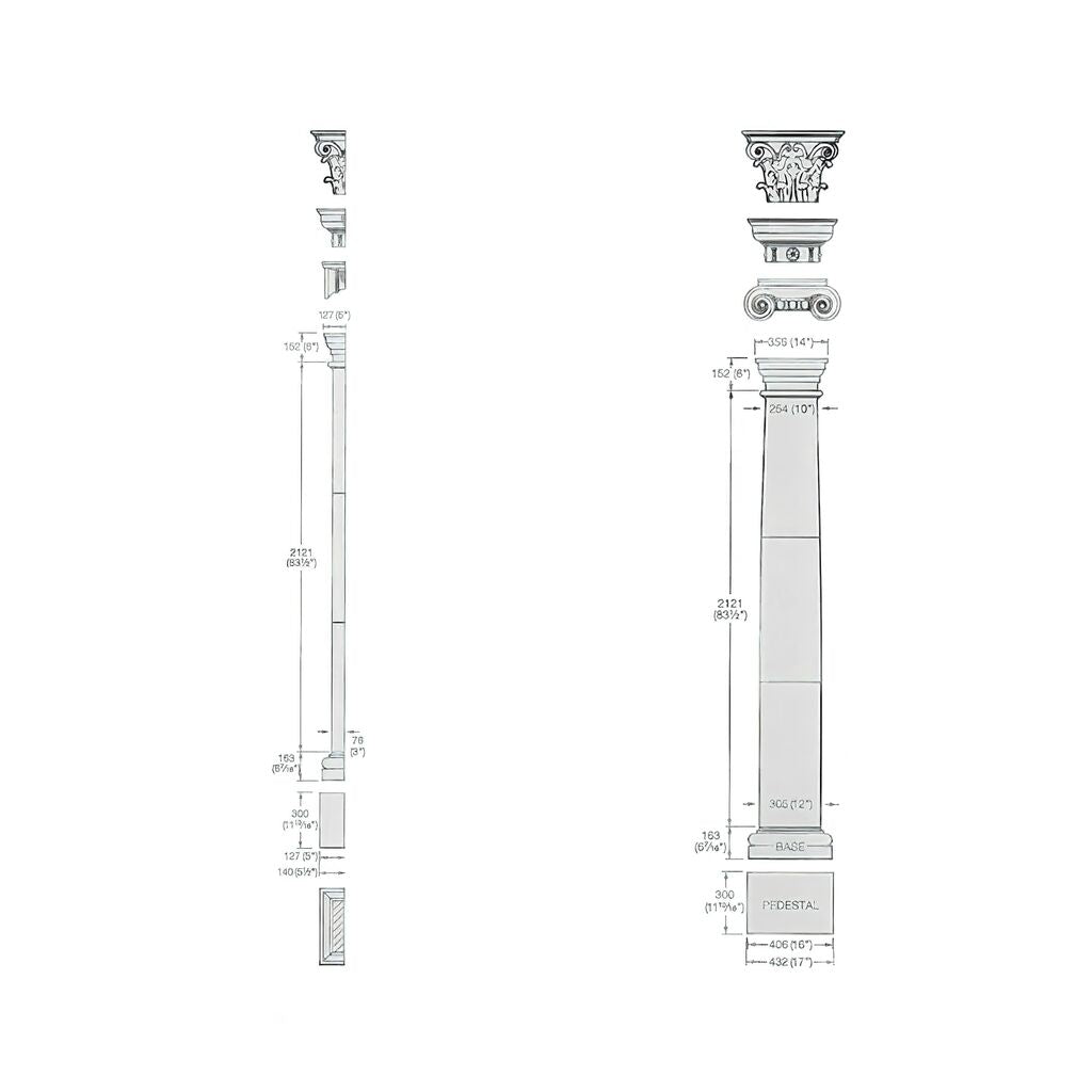  Toskanischer Stein Pilaster Mit Wählbarem Kapitell - Herrick