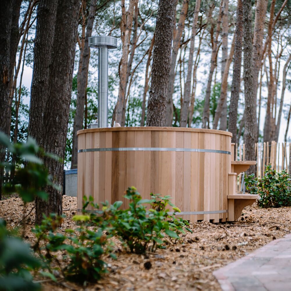  Traditioneller Außen Whirlpool Aus Zedernholz Mit Holzofen - Rund - Bebti