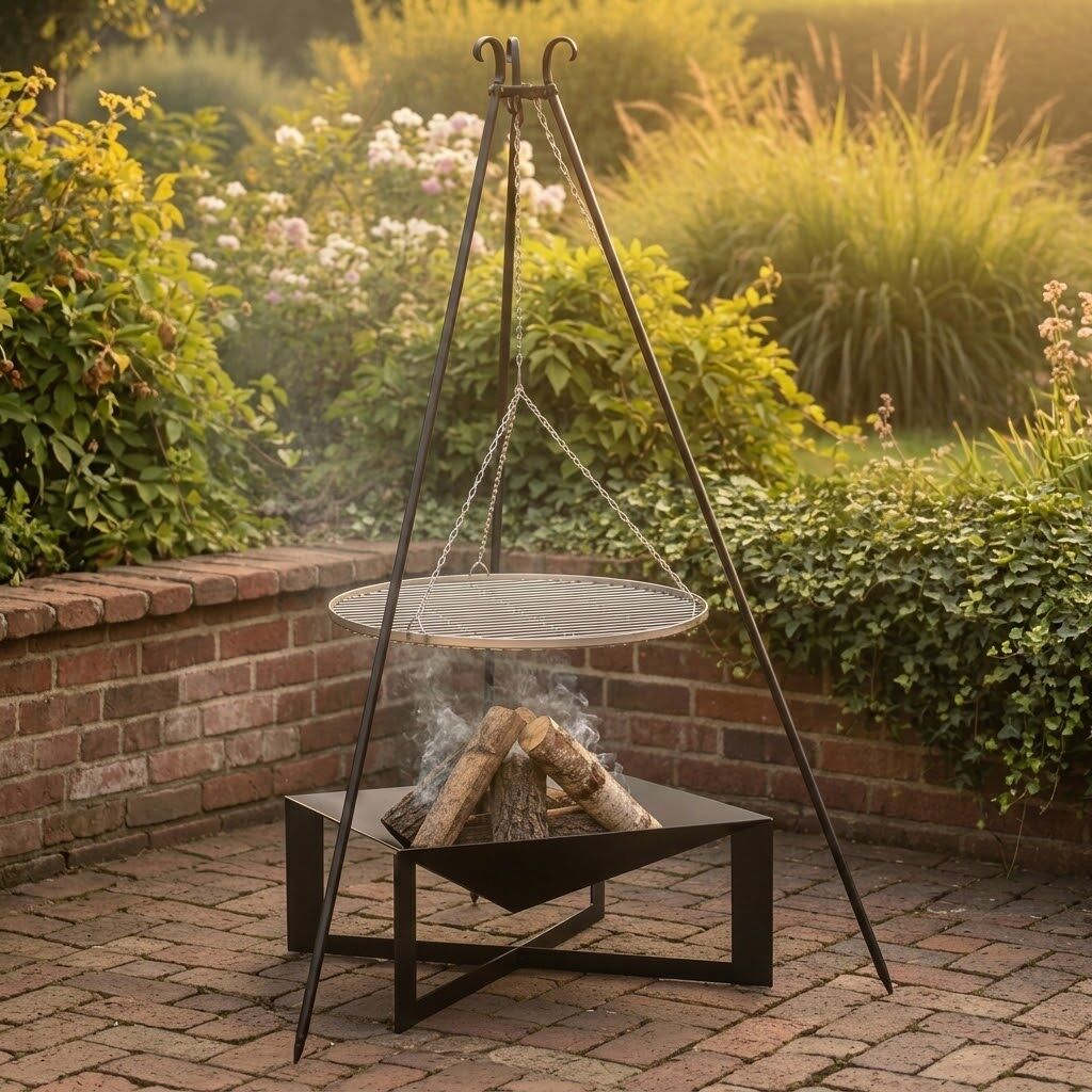  Tripod Gartengrill Und Eckige Feuerschale - Hochwertiges Set Für Draußen - Antas Gartengrill