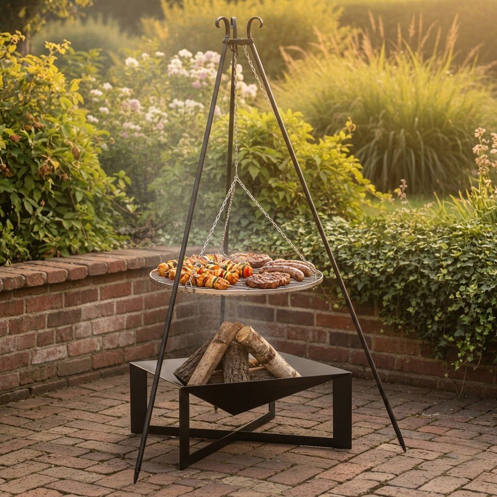  Tripod Gartengrill Und Eckige Feuerschale - Hochwertiges Set Für Draußen - Antas Gartengrill