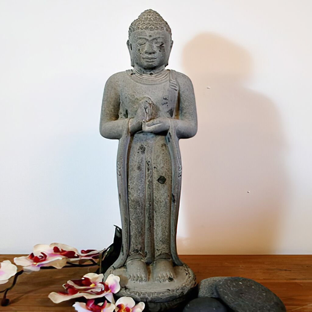  Unikat Buddha Statue Stehend Aus Stein