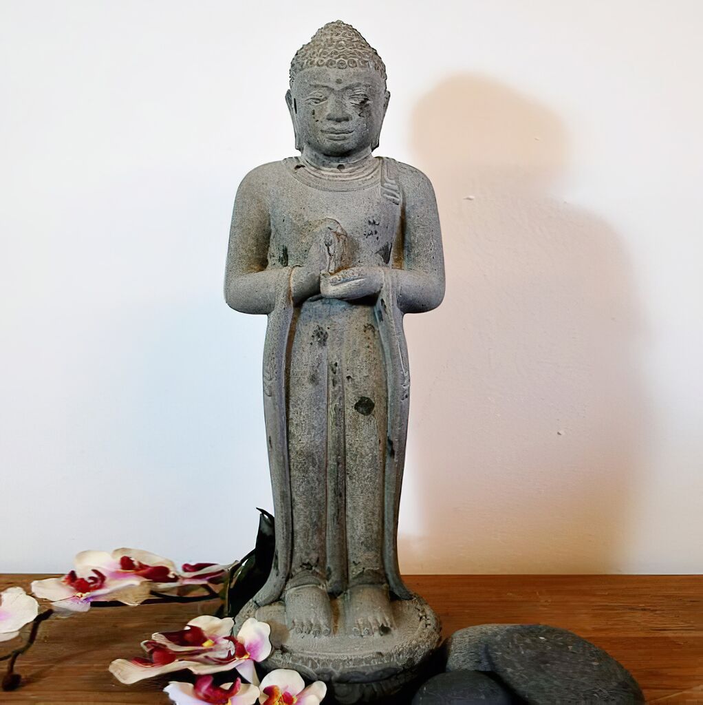  Unikat Buddha Statue Stehend Aus Stein