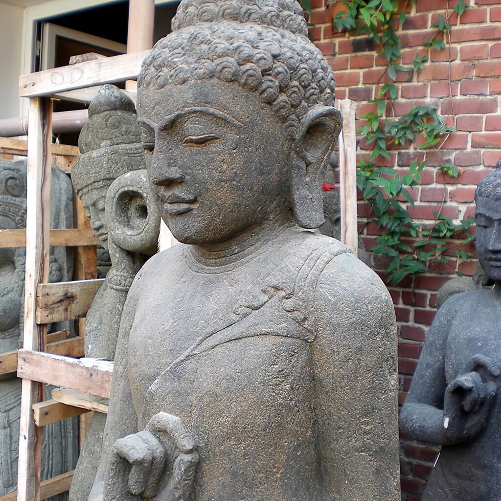  Unikat Stehende Budda Statue Daksha Aus Stein - Daksha