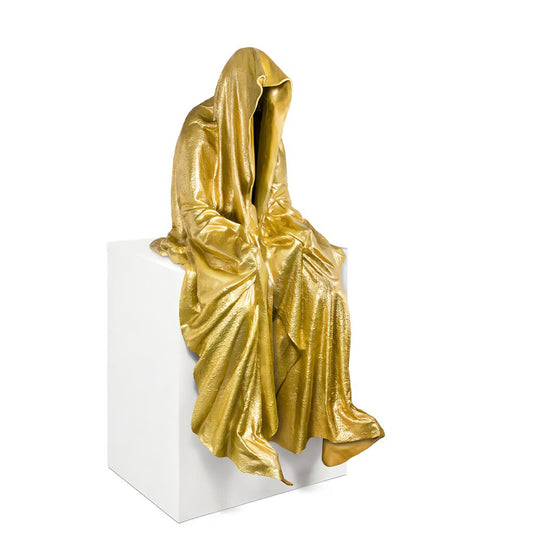  Vergoldete Bronzeskulptur Des Zeitwächters Für Kanten - Kantenhocker (Gold)