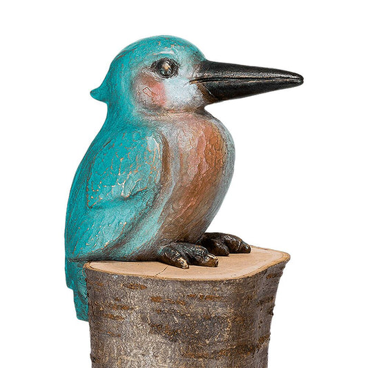  Vogel Gartenskulptur Aus Bronze - Farbig - Eisvogel