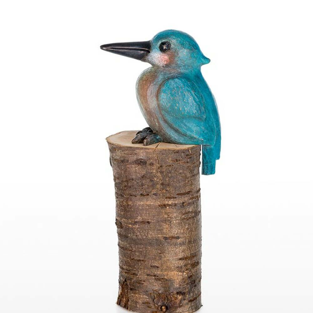  Vogel Gartenskulptur Aus Bronze - Farbig - Eisvogel