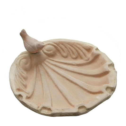  Vogelbad Mit Vogel - Terrakotta - Outdoor - Nyota