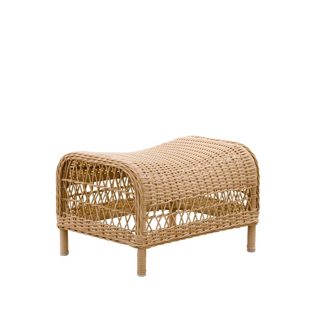 Von Hand Geflochtener Hellbrauner Fußhocker In Rattan Optik - Fußbank Anike