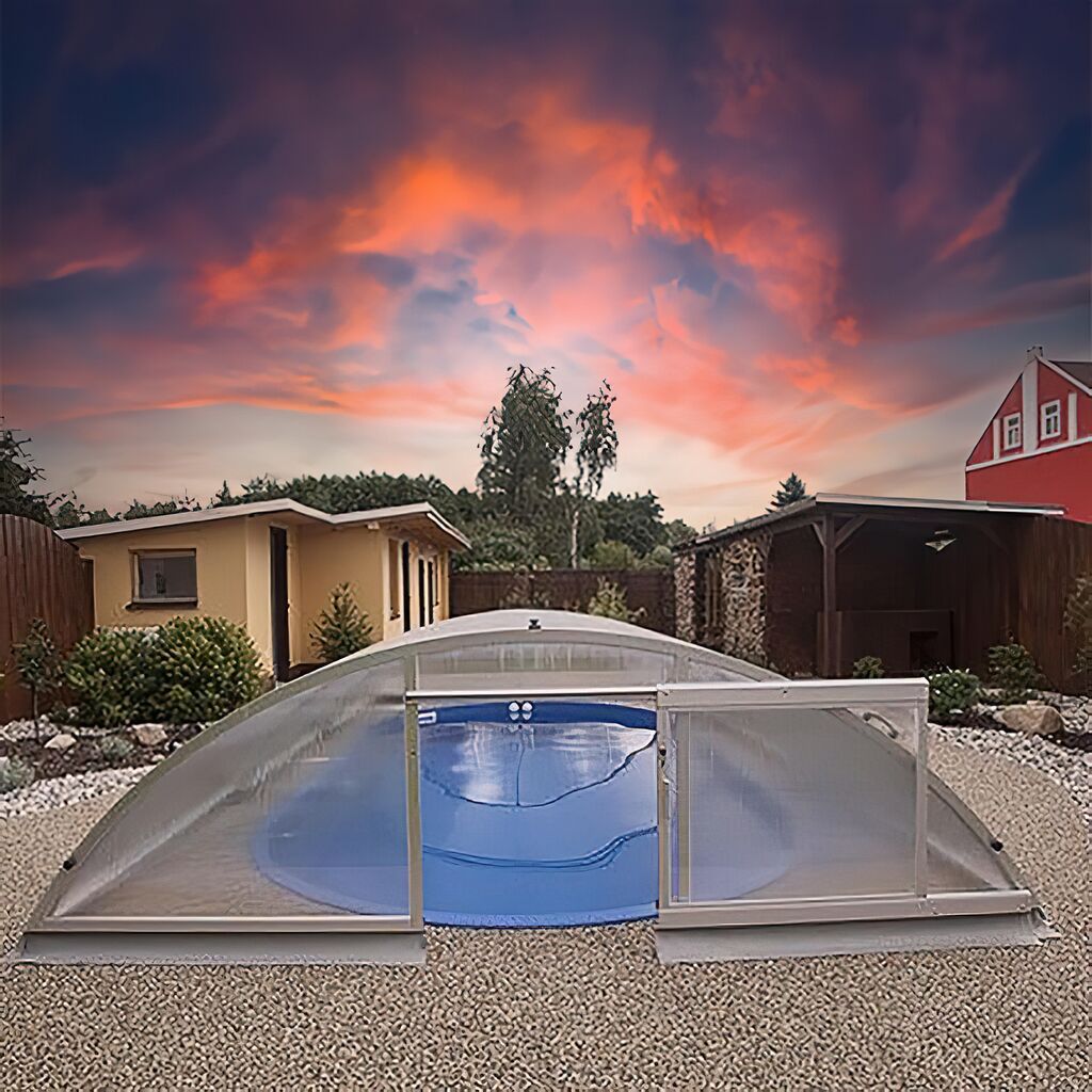  Vormontierte Poolabdeckung Für Den Außenbereich - Aluminium & Polycarbonat - Eckig - Silber - Abschließbar - Jade