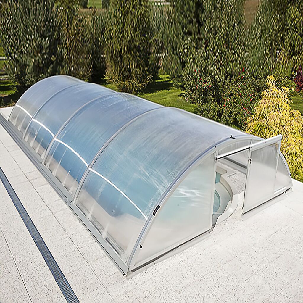  Vormontierte Überdachung Für Pools - Mit Schloss Erhältlich - Aluminium & Polycarbonat - Ametrinit