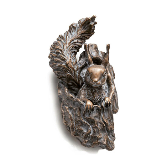  Wand Bronzeskulptur Eichhörnchen Mit Kobel - Hörnchen Mit Nest