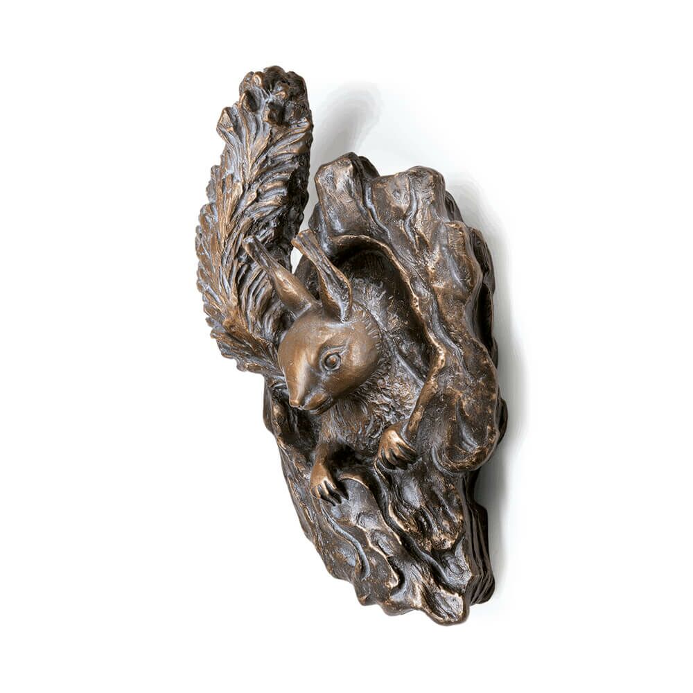  Wand Bronzeskulptur Eichhörnchen Mit Kobel - Hörnchen Mit Nest